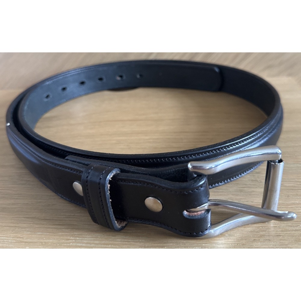 Hanks Belts Black Leather Belt Size 42 Made in USA Model 2425